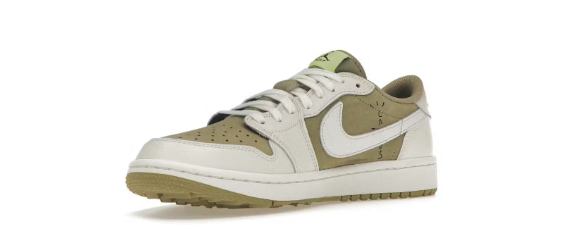 Jordan 1 Retro Low Golf Travis Scott en verde oliva neutro